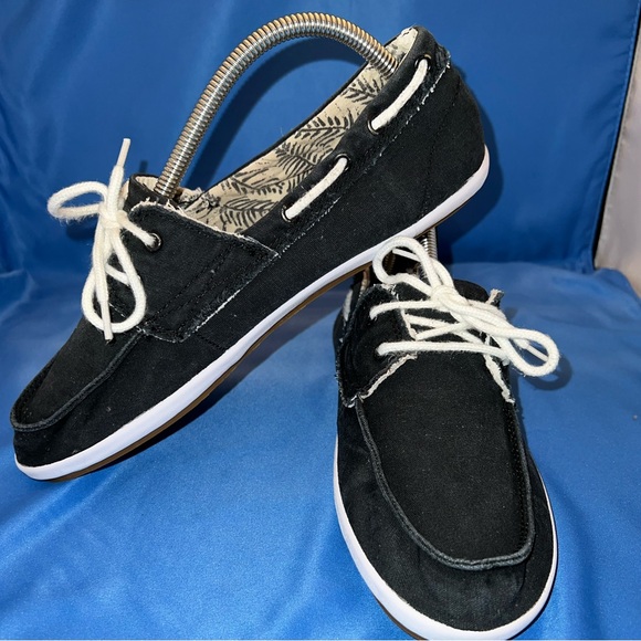 Sanuk Sailaway Fray Women's Boat Shoes Black Slip On Sidewalk Surfers Flats 9.5 - Picture 7 of 8